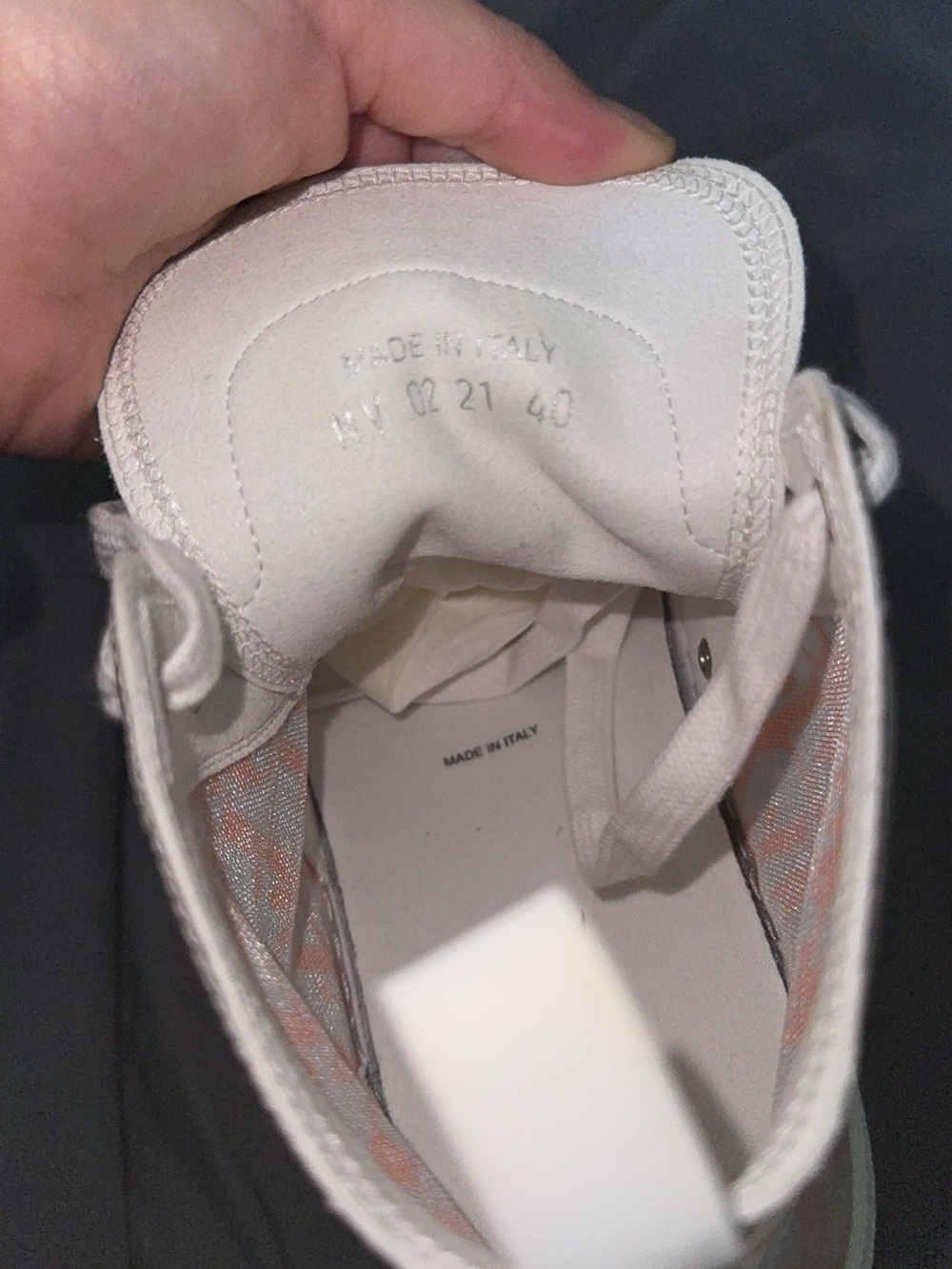Dior High-Top Sneaker in Peach and White Monogram - Picture 2 of 4